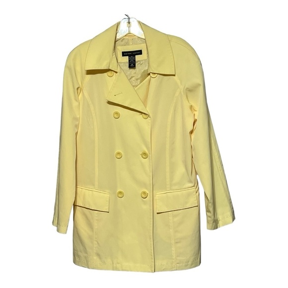 New York & Company Women's Double Breasted Trench Coat Yellow Lightweight Medium - Picture 1 of 8